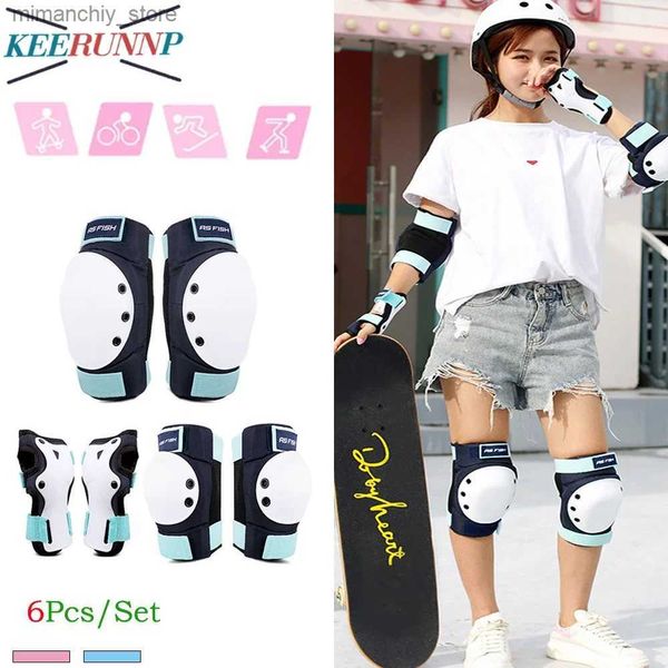 Skate Protective Gear 6pcs / Set Adult / Kids Gnee Pads Pads Elbow Plew Guards 6 en 1 Protective Gear Set pour rouleau Skate Skateboard Scooter Cycling Q231031