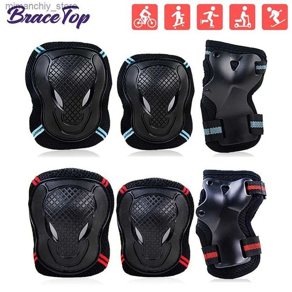 Skate Protective Gear 6 pièces/ensemble équipement de protection de sport ensemble patinage genouillère coudière poignet protège-main pour enfant adulte cyclisme rouleau escalade Q231031