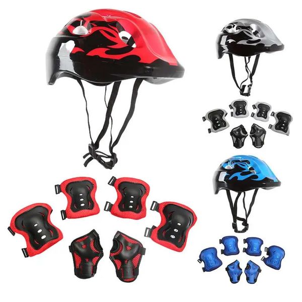 Equipo de protección para patines 7 piezas Patinaje sobre ruedas para niños, niño y niña, casco de seguridad, conjunto de almohadillas para codo, ciclismo, patín, bicicleta, scooter, casco, protección, guardia de seguridad 231206