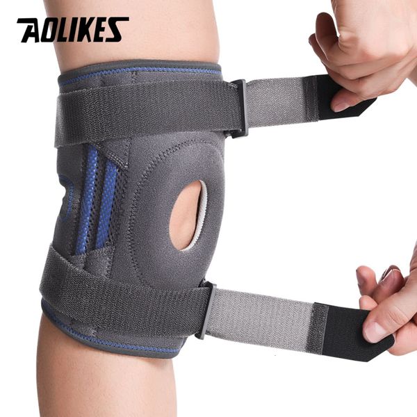 Équipement de protection de skate AOLIKES Genouillères avec sangles Protecteur Ressort en silicone pour basket-ball Course à pied Volley-ball Arthrite Articulations Soutien 230713