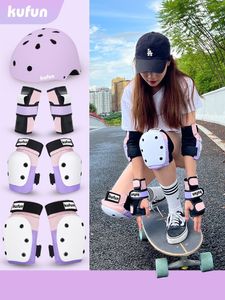 Skate Protective Gear Kufun Sport Set Knee Pad Elbow Skateboard Skating Girls Boys Pink Men Woman Protector Inline Roller Hard 230706