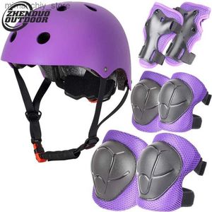 Equipo de protección para patines Conjunto de casco protector Patín para niños Equipo de protección Casco Equilibrio Coche Patinaje Esquí Protector Cascos deportivos Rodilleras Q231031