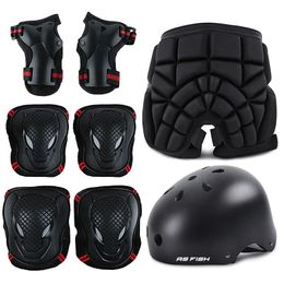 Skate Beschermende Uitrusting Skateboard Ijs Rolschaatsen Beschermende Uitrusting Elleboog Heup Pads Pols Beschermer Fietsen Helm Protector voor Kinderen Volwassenen 231206