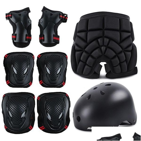 Skate Équipement de protection Skateboard Ice Roller Skating Coude Hip Pads Poignet Sécurité Garde Cyclisme Casque Protecteur Pour Enfants Adts Dh8Rl