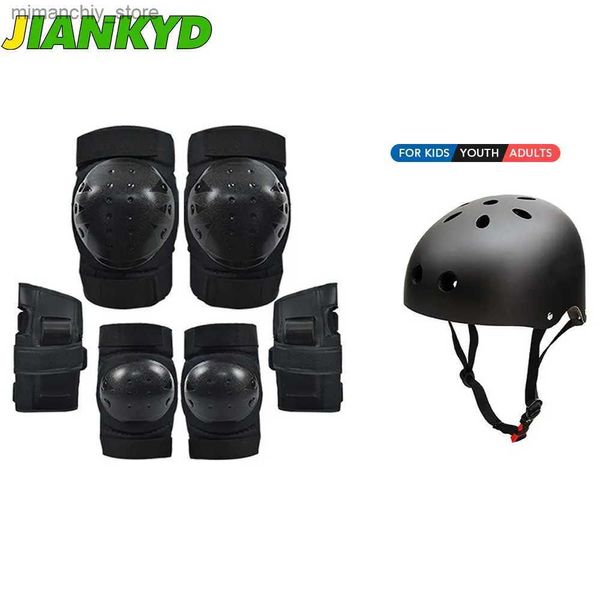 Equipo de protección para patines Adolescentes Rodilleras para adultos Coderas Protectores de muñeca Casco Conjunto de equipo de protección para patinaje sobre ruedas Skateboarding Scooter Ciclismo Q231031