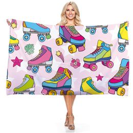 Chaussures de skate dinosaure imprimé adulte Sport serviettes de bain Retangle serviette de plage séchage rapide microfibre couverture natation Towels268Q