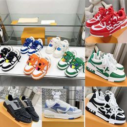 Skate Sneaker Virgil Noir Blanc Beige Marine Bordeaux Rouge Marron Serpent Chaussures Casual Gris Vert Bleu Jaune Swarovski Monogran Hommes Femmes Baskets