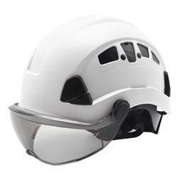 Schaatshelmen Veiligheidshelm met bril ABS Constructiewerkkap Beschermende harde hoed voor klimmen Paardrijden Buitenwerken Reddingshelm Wit 230921