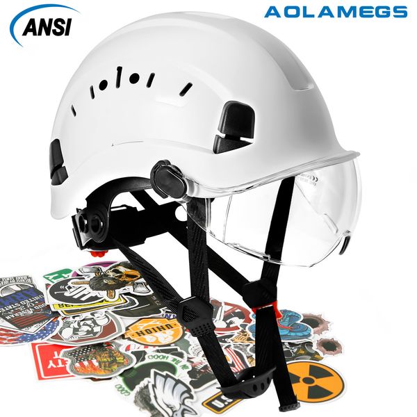 Patines Cascos Casco de seguridad con gafas Construcción para hombres Casco duro Cascos protectores ABS de alta calidad Gorro de trabajo para trabajar Escalada Montar 230921