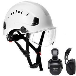 Skates Helmen Veiligheidshelm met vizier en oorbeschermerset Harde hoed voor buiten Rotsklimmen Industriële bescherming Redding Grotverkenning 230921