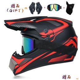 Casques de patins Envoi 3 pièces Gift Motorcycle Cashets Enfants Offroad Bike Downhill Am Dh Cross Capacete Motocross Casco Drop Livrot Otanc