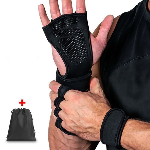 SKDK Gants de levage de poids Gants d'entraînement Crossfit Fitness Sports Gymnastique Gym Main Palm Protector Support de poignet + 1 Anneau Q0107