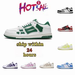 2024 OG Designer Mens Spring Shoe Skel-Top Baskets Skel Top Low Véritable Cuir Casual Chaussures En Cuir Bones Squelette Applique Supérieure Low-Cut Runner Hommes Femmes Baskets