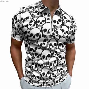 Squelette décontracté polos crânes imprimer T-shirts hommes à manches courtes chemise personnalisée été élégant surdimensionné hauts idée cadeau HKD230825