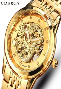 Squelette or mécanique montre des hommes automatiques 3D Dragon Steel acier mécanique montre Chine Luxury Top Brand Self Wind 2018 Y5888407