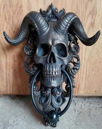 Squelette HEAD DOOR COPORER DÉCORS RÉSIN PORTER PROSDED PRISE 3D Résine Punk Satan Skull Mouton Head Statue Mur Pendant Crafts 24729393