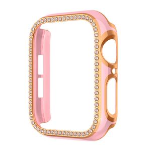 Funda de diamante de una sola fila de esqueleto para Apple Watch, Protector Ultra de parachoques de 44mm, 40mm, 41mm, 42mm, 38mm y 45mm para iwatch SE 8 7 6 5 4 3