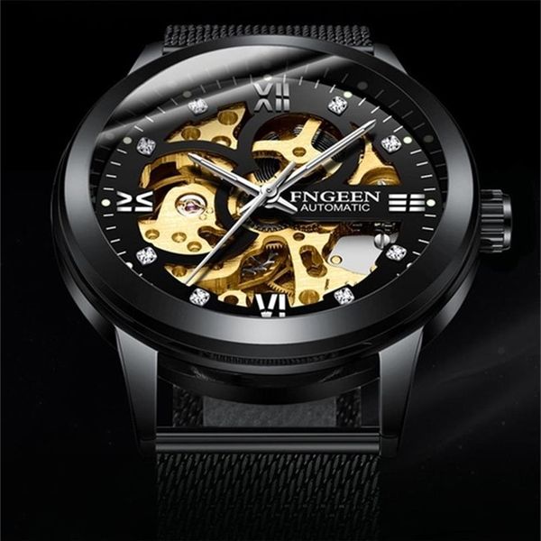Reloj esqueleto nuevo reloj mecánico deportivo FNGEEN relojes de moda para hombre reloj Montre Homme reloj automático para hombre 210407286S
