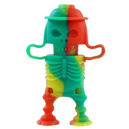 Skeletten gehouden mini hand pijp siliconen roken set bong bong pijpen tabak bubbler dab rigs