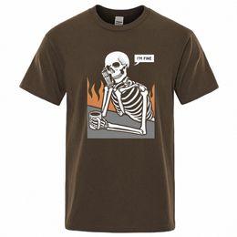 Skeletten In Meditati En Houd Ale Print T-shirt Mannelijke Fi Cott T-shirts Hip Hop Oversize T-shirt Casual Cott Tops u00y #