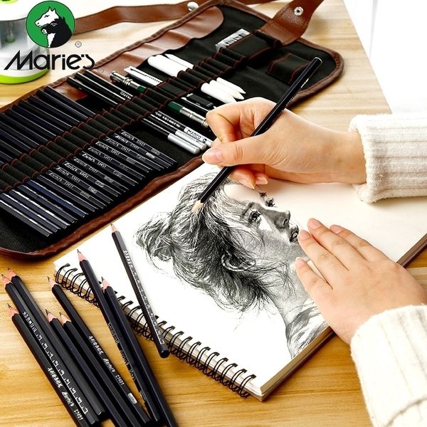 Ensemble de crayons à croquis débutant étudiant stylo à croquis avec 2b hb outil de peinture brosse fournitures d'art Y200709