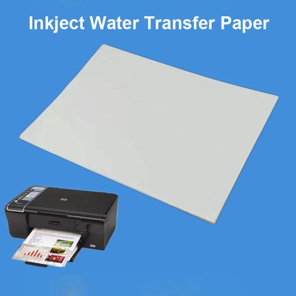 Croquisseurs Papier de décalcomanie à toboggan à eau transparente pour imprimante à jet d'encre A4 Tableau de diapositive en eau Transfert imprimable Papier haute résolution DIY Design Cup