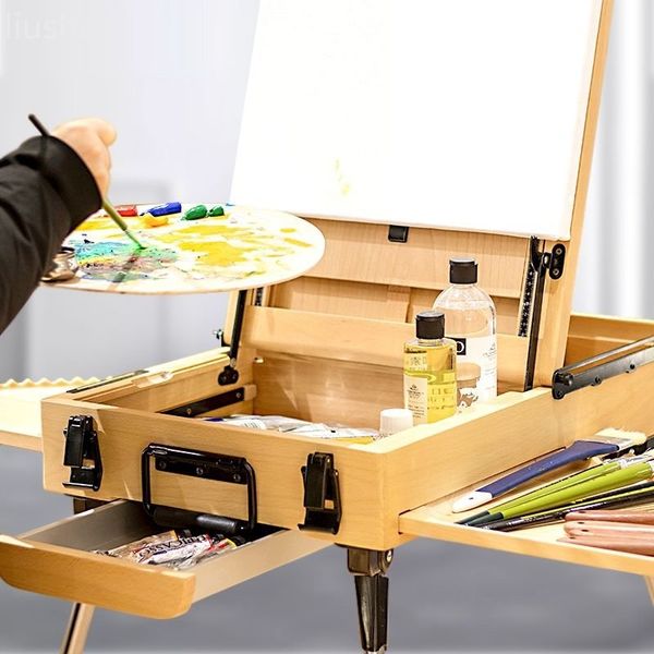 Sketching chevalet Portable Pliage Integrated Picture Box Outdoor Sketching peut stocker la peinture à un pinceau