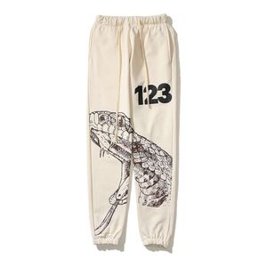 Esquisse de serpent toxique lavé vieux vintage brodé pantalon décontracté américain pantalon de garde de rue américaine à la mode