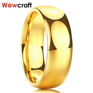 Brochettes Gold Tungsten Carbide Ring Mens Womens Womens Bands de fiançailles Polied Domed Comfort Fit à l'intérieur de la gravure gratuite
