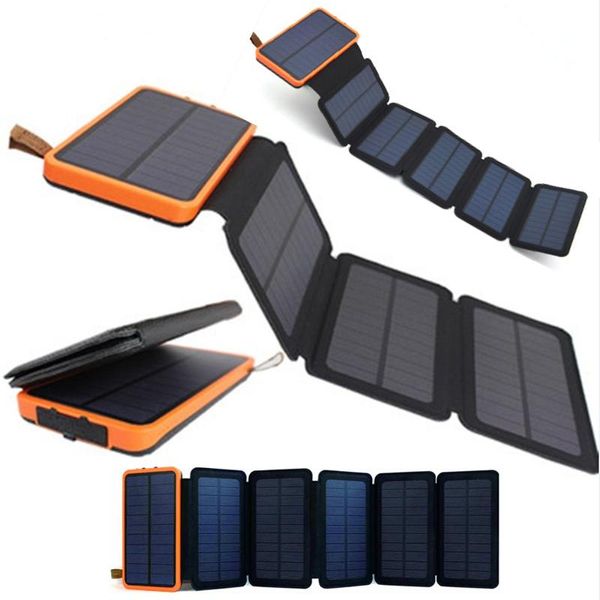Pinchos Kernuap Panel solar plegable 12w 10w Batería de energía 30000mah Célula solar máxima Teléfonos universales Cargador de banco de energía Externo al aire libre