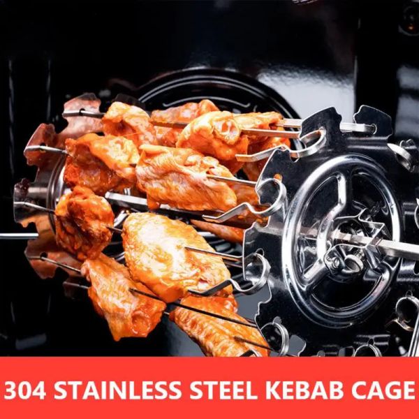 Brochettes en acier inoxydable BBQ kebab cage rôtiserie de fourchette Spit Grill au poulet à charbon de poule