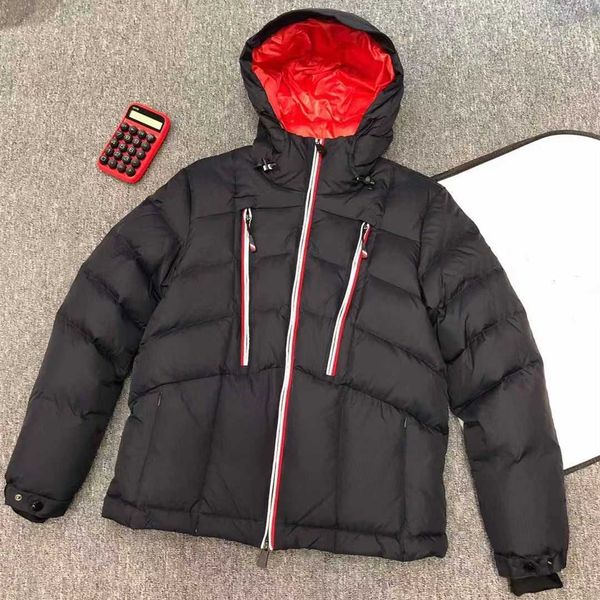 Doudoune de Ski pour hommes, manteau d'hiver noir, à capuche, de styliste, avec poches chaudes, Parka avec fermeture éclair bidirectionnelle, F23