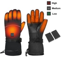 Gants de ski 1 paire électrique thermique hiver 3 niveaux plus chaud cyclisme moto vélo écran tactile chauffé pour hommes femmes 230926