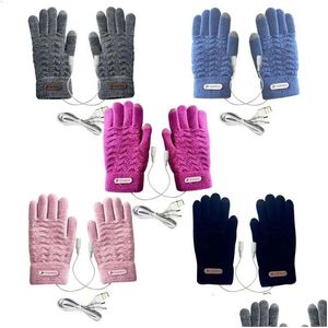 Gants de ski 1 paire de mitaines de doigt de tricot chauffantes coupe-vent USB chauffage électrique portable température constante chauffe-mains Drop Deli Oturj