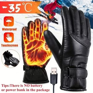 Ski Gloves 1 Pair Motorcycle Winter Heat Gloves Waterproof Windproof Touch Screen Bicycle Cycling Skiing Warm USB Power Heated Riding Glove 231123