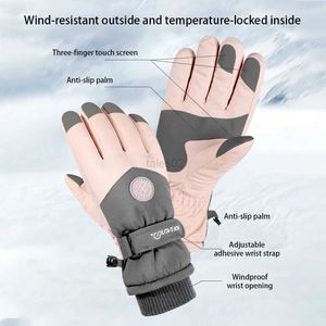 Guantes de esquí 1 par guantes de esquí de nieve Invierno a prueba de viento táctil a prueba de agua, pañuelo de pesca de pesca Mittens de color rosa claro ZLN231116