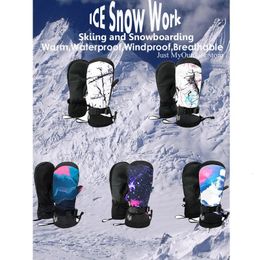 Gants de ski -30 Gants de neige pour hommes et femmes hiver chaud respirant coupe-vent imperméable en plein air ski snowboard mitaines paume doigt 231205