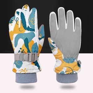 Skihandschoenen Anti-spatten Kinderen Kinderskihandschoenen Jeugd Winter Warm Lange Vinger Fietsen Sport Wanten Jongens Meisjes Sneeuw Snowboardhandschoenen HKD230727