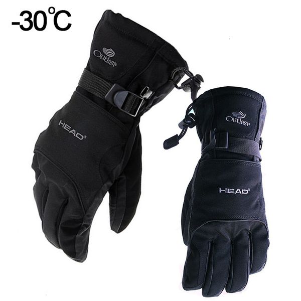 Gants de ski Gants de ski de neige noirs imperméables -30C degrés hiver gants de snowboard chauds hommes femmes motocross coupe-vent cyclisme moto noir 230918