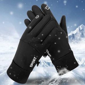 Gants de ski noirs hiver chauds doigts complets imperméables cyclisme Sports de plein air course moto Ski écran tactile gants polairesL23118