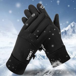 Skihandschoenen Zwart Winter Warm Volledige vingers Waterdicht Fietsen Buitensporten Hardlopen Motor Touchscreen Fleece 231129