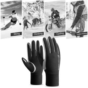 Guantes de esquí a prueba de frío unisex invierno cálido con forro polar fino deportes hombres mujeres pantalla táctil a prueba de viento