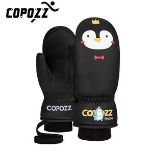 Ski Gloves COPOZZ Kids Ski Gloves 3M Thinsulate Winter Keep Warm Finger Mittens Cute Cartoon Winter Ultralight Snowboard Gloves Children HKD230727