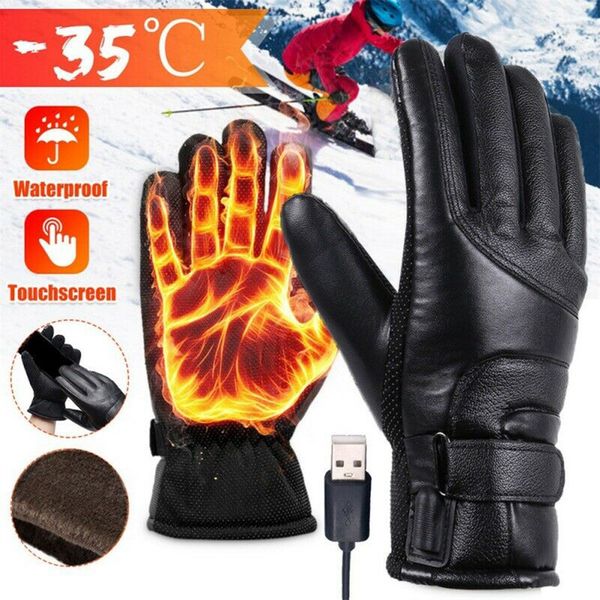 Guantes de esquí CiclismoElectric calentado recargable USB Calentador de manos Calefacción Invierno Motocicleta Pantalla táctil térmica Bicicleta impermeable 230920