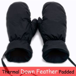 Guantes de esquí Down Feather Thermal Snowboard Guantes de esquí Hombres Mujeres Invierno Cálido Nieve Montaña Esquí Motos de nieve Mitones Niños Cuerda larga Colgar 230918