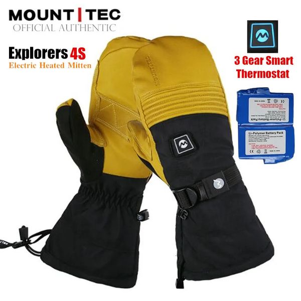 Gants de ski Explorers 4S Mitaines chauffantes électriques Alimenté par batterie Écran tactile auto-chauffant Gants de ski imperméables en peau de chèvre Gants d'équitation Moto 231102