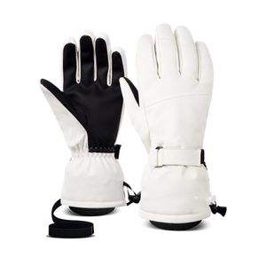 Gants de Ski pour hommes et femmes, hiver, blanc, chaud, cyclisme, sport, écran tactile, cinq doigts, gants d'extérieur, en coton