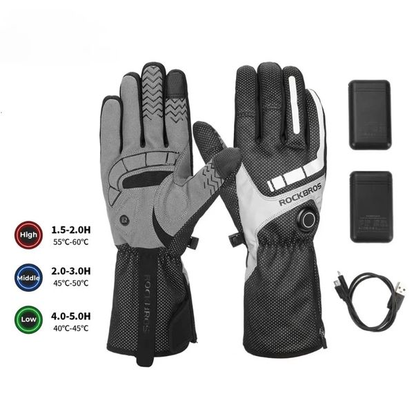 Gants de ski Gants chauffants gants chauffants de Ski d'hiver thermiques Moto écran tactile gants de batterie vtt équitation coupe-vent Moto motoneige 231102