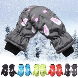 Gants de ski Enfants gants de Ski d'hiver dessin animé lapin mitaines chaudes antidérapant imperméable coupe-vent Sports de plein air gants de cyclisme pour garçons filles L23118