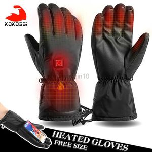 Ski Handschoenen Kokossi Elektrische Thermische Ski Handschoenen Dames Heren Warm Antislip Waterdicht Outdoor Fietsen Motorfiets Fiets Batterij Verwarmde Handschoenen HKD230727